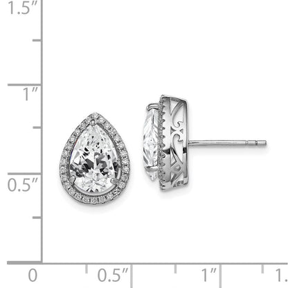 Sterlingsilber Rhodium Erzeugt Weiß Topas & Zirkonia Ohrstecker