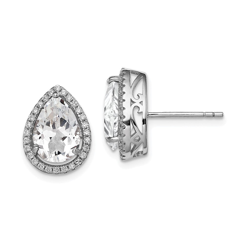 Sterlingsilber Rhodium Erzeugt Weiß Topas & Zirkonia Ohrstecker