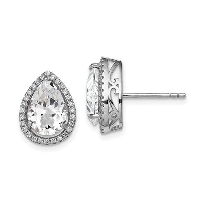 Sterlingsilber Rhodium Erzeugt Weiß Topas & Zirkonia Ohrstecker