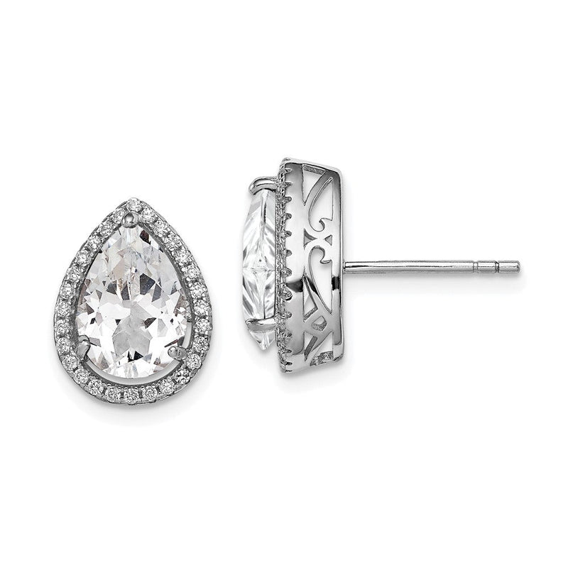 Sterlingsilber Rhodium Erzeugt Weiß Topas & Zirkonia Ohrstecker