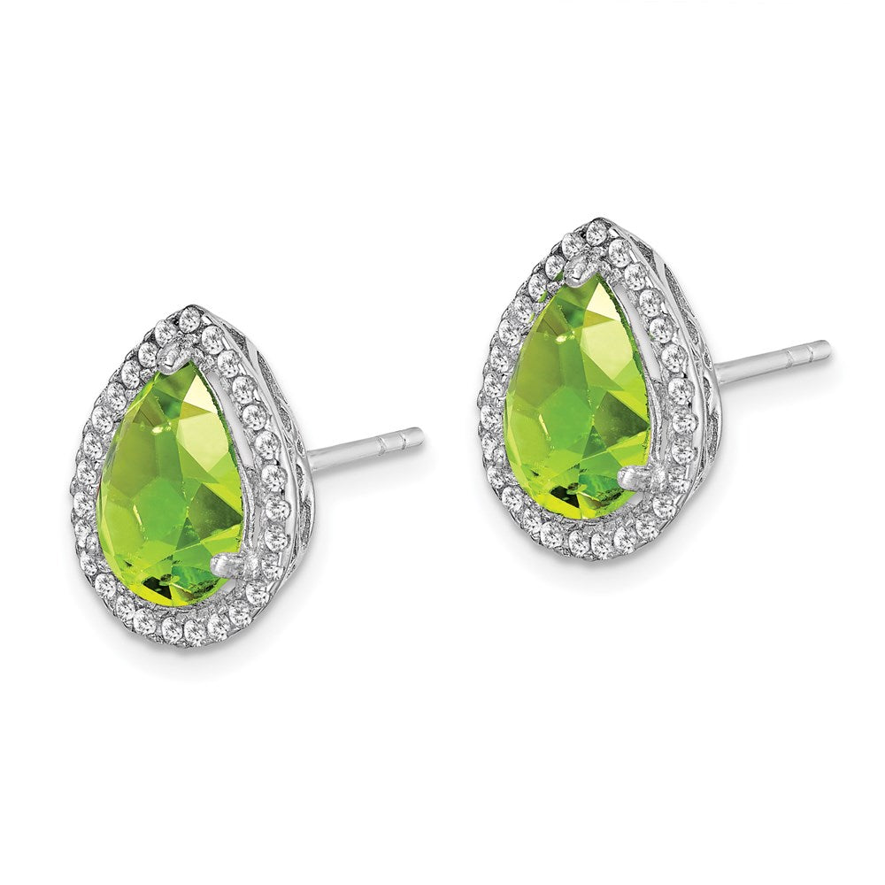 Sterlingsilber Rhodium Poliert Synthetisch Peridot & Zirkonia Ohrstecker