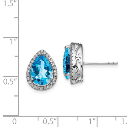 Sterlingsilber Rhodium Poliert Blautopas & Zirkonia Ohrstecker