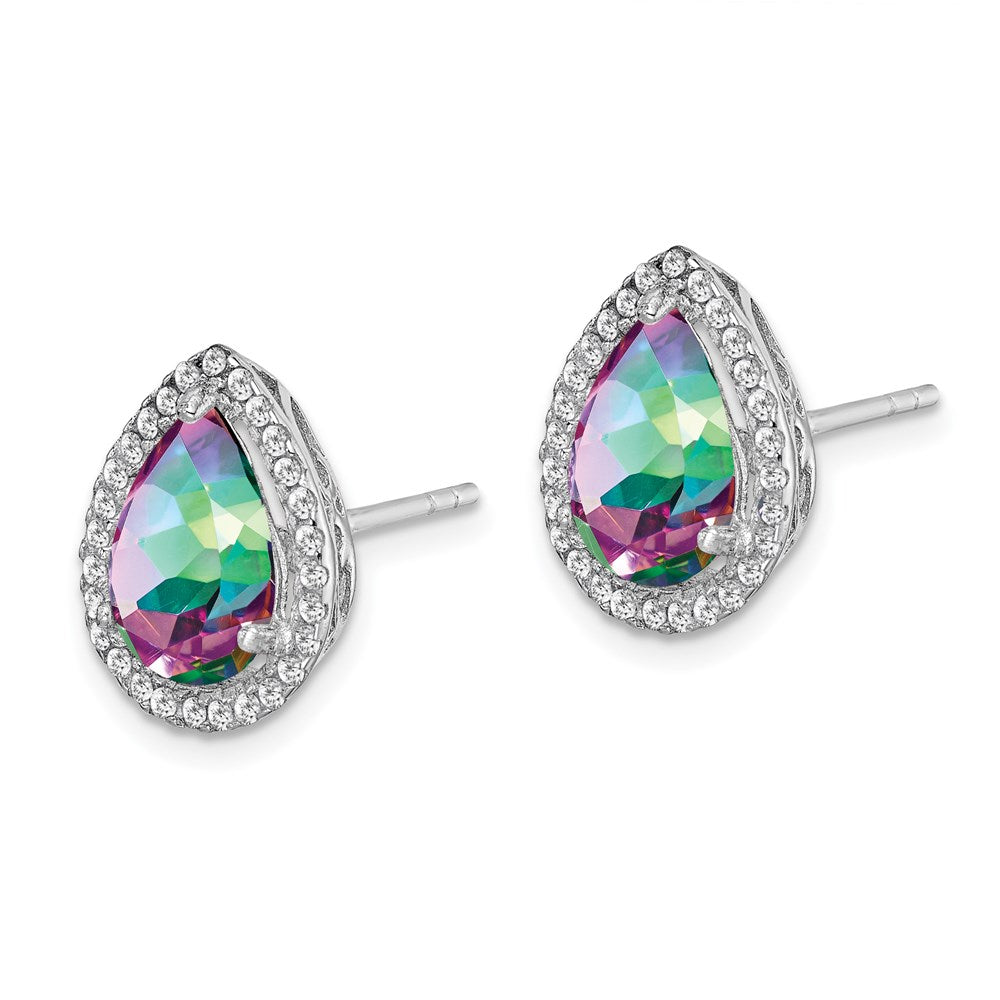 Sterlingsilber Rhodium Poliert Mystic Topas & Zirkonia Ohrstecker