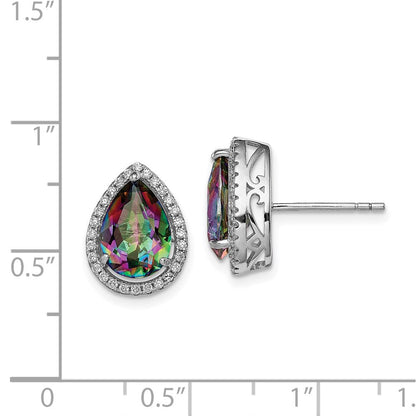 Sterlingsilber Rhodium Poliert Mystic Topas & Zirkonia Ohrstecker