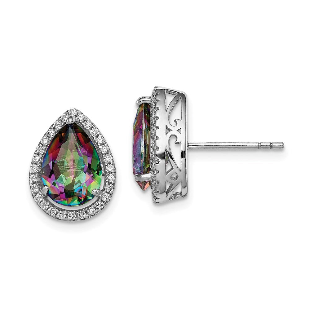Sterlingsilber Rhodium Poliert Mystic Topas & Zirkonia Ohrstecker