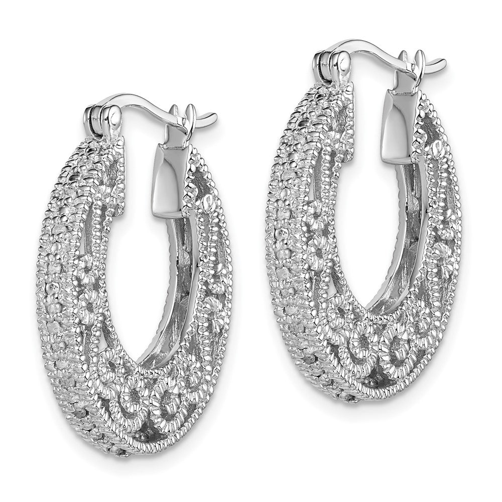 Sterlingsilber Rhodium mit Diamant. Klappbar Creolen
