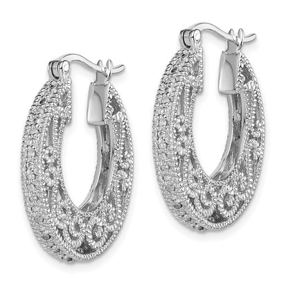 Sterlingsilber Rhodium mit Diamant. Klappbar Creolen