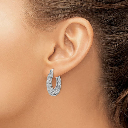Sterlingsilber Rhodium mit Diamant. Klappbar Creolen
