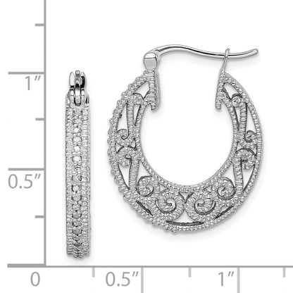 Sterlingsilber Rhodium mit Diamant. Klappbar Creolen