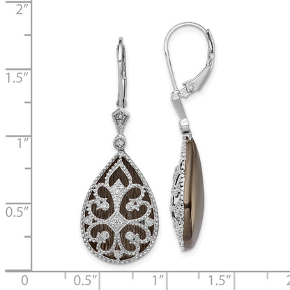 Sterlingsilber Rhodium Diamant Filigran Tropfen Ohrhänger mit Brisur