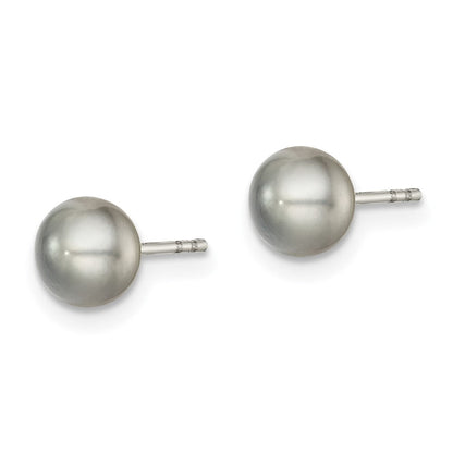 Sterlingsilber Rhodiniert 5-6mm Grau Fw Zucht Knopf Perle Ohrstecker