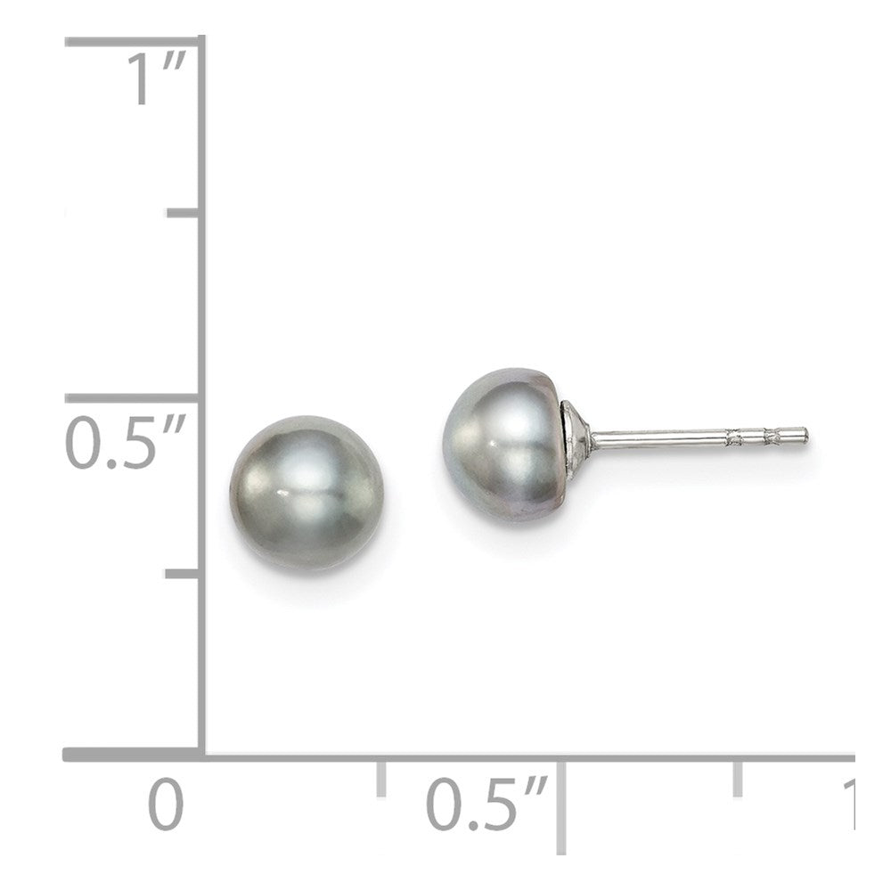 Sterlingsilber Rhodiniert 5-6mm Grau Fw Zucht Knopf Perle Ohrstecker