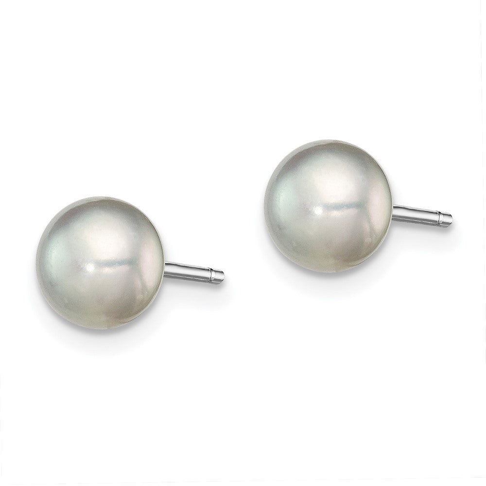 Sterlingsilber Rhodiniert 6-7mm Grau Fw Zucht Knopf Perle Ohrstecker