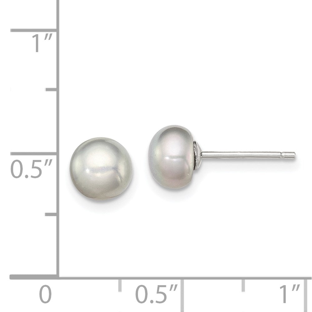 Sterlingsilber Rhodiniert 6-7mm Grau Fw Zucht Knopf Perle Ohrstecker