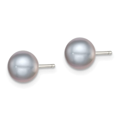 Sterlingsilber Rhodiniert 7-8mm Grau Fw Zucht Knopf Perle Ohrstecker