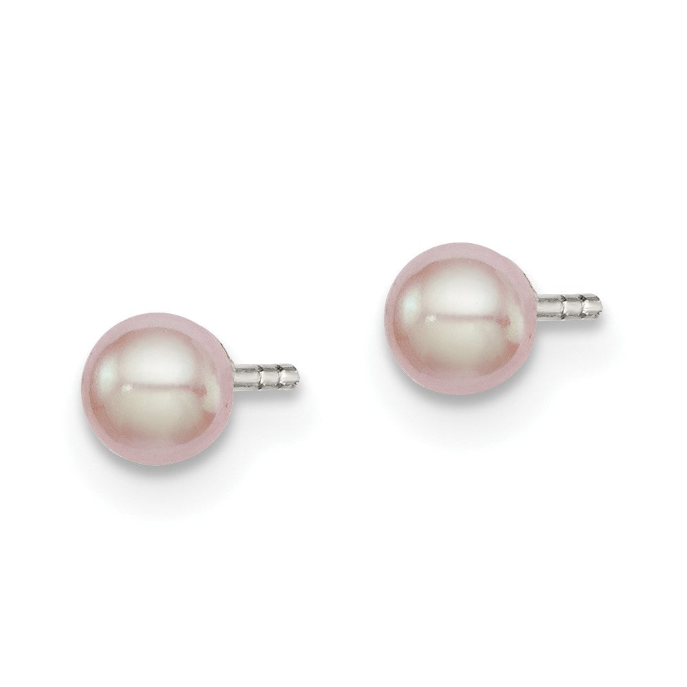Sterlingsilber Rhodiniert 3-4mm Rosa Fw Zucht Knopf Perle Ohrstecker