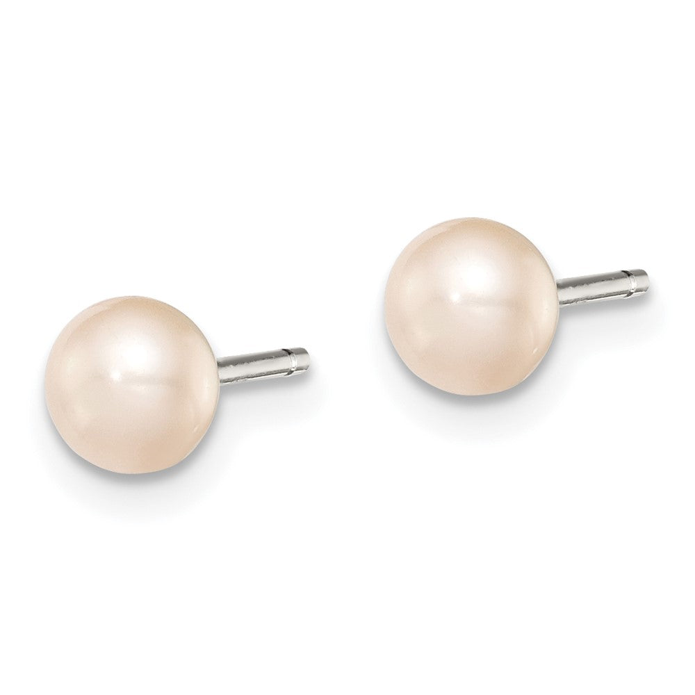 Sterlingsilber Rhodiniert 4-5mm Rosa Fw Zucht Knopf Perle Ohrstecker