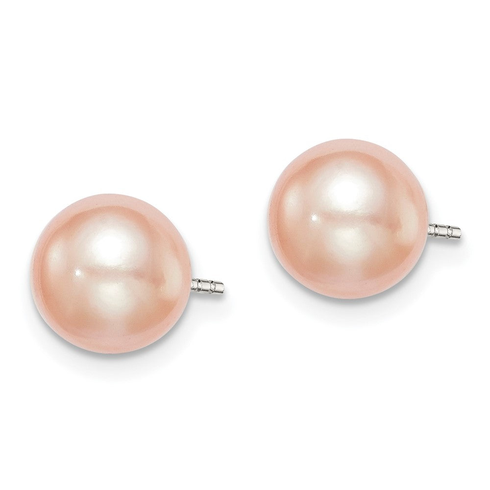 Sterlingsilber Rhodiniert 7-8mm Rosa Fw Zucht Knopf Perle Ohrstecker