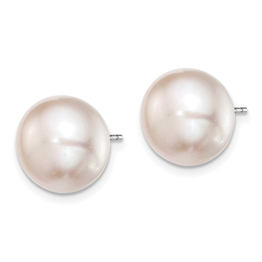 Sterlingsilber Rhodiniert-pl 11-12mm Rosa Fw Zucht Knopf Perle Ohrstecker