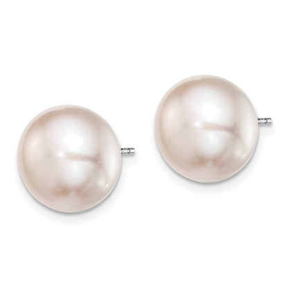 Sterlingsilber Rhodiniert-pl 11-12mm Rosa Fw Zucht Knopf Perle Ohrstecker