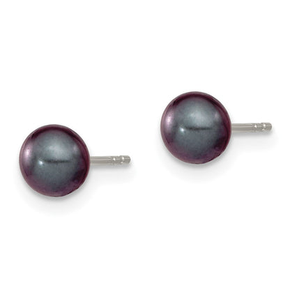 Sterlingsilber Rhodiniert 5-6mm Schwarz Fw Zucht Rund Perle Ohrstecker