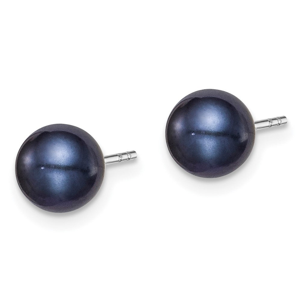 Sterlingsilber Rhodiniert 6-7mm Schwarz Fw Zucht Rund Perle Ohrstecker