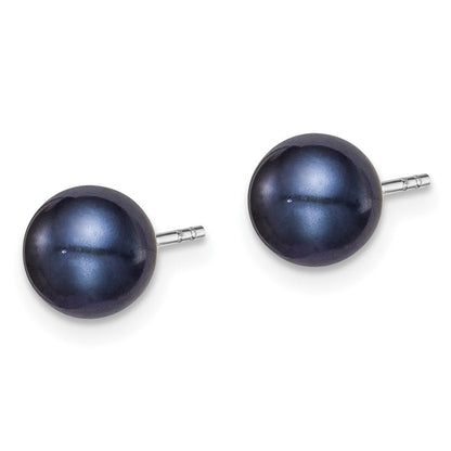 Sterlingsilber Rhodiniert 6-7mm Schwarz Fw Zucht Rund Perle Ohrstecker