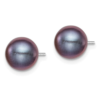 Sterlingsilber Rhodiniert 8-9mm Schwarz Fw Zucht Rund Perle Ohrstecker