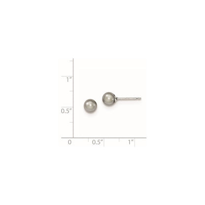Sterlingsilber Rhodiniert 5-6mm Grau Rund Süßwasser Zuchtperle Stecker Ohrstecker