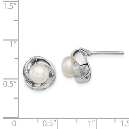 Sterlingsilber Rhodiniert 6 7mm Weiß Knopf Süßwasser Zuchtperle Knoten Ohrstecker
