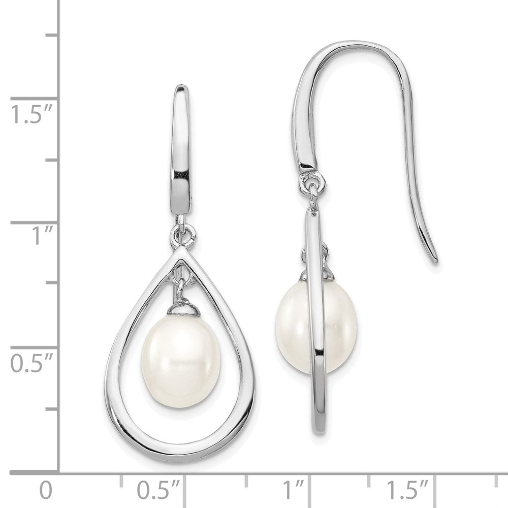 Sterlingsilber Rhodiniert 6-7mm Weiß Süßwasser Zuchtperle Ohrhänger