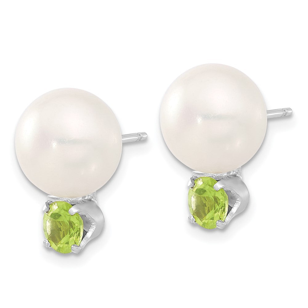 Sterlingsilber Rhodiniert 10-11mm Fwc Knopf Perle Peridot Ohrringe