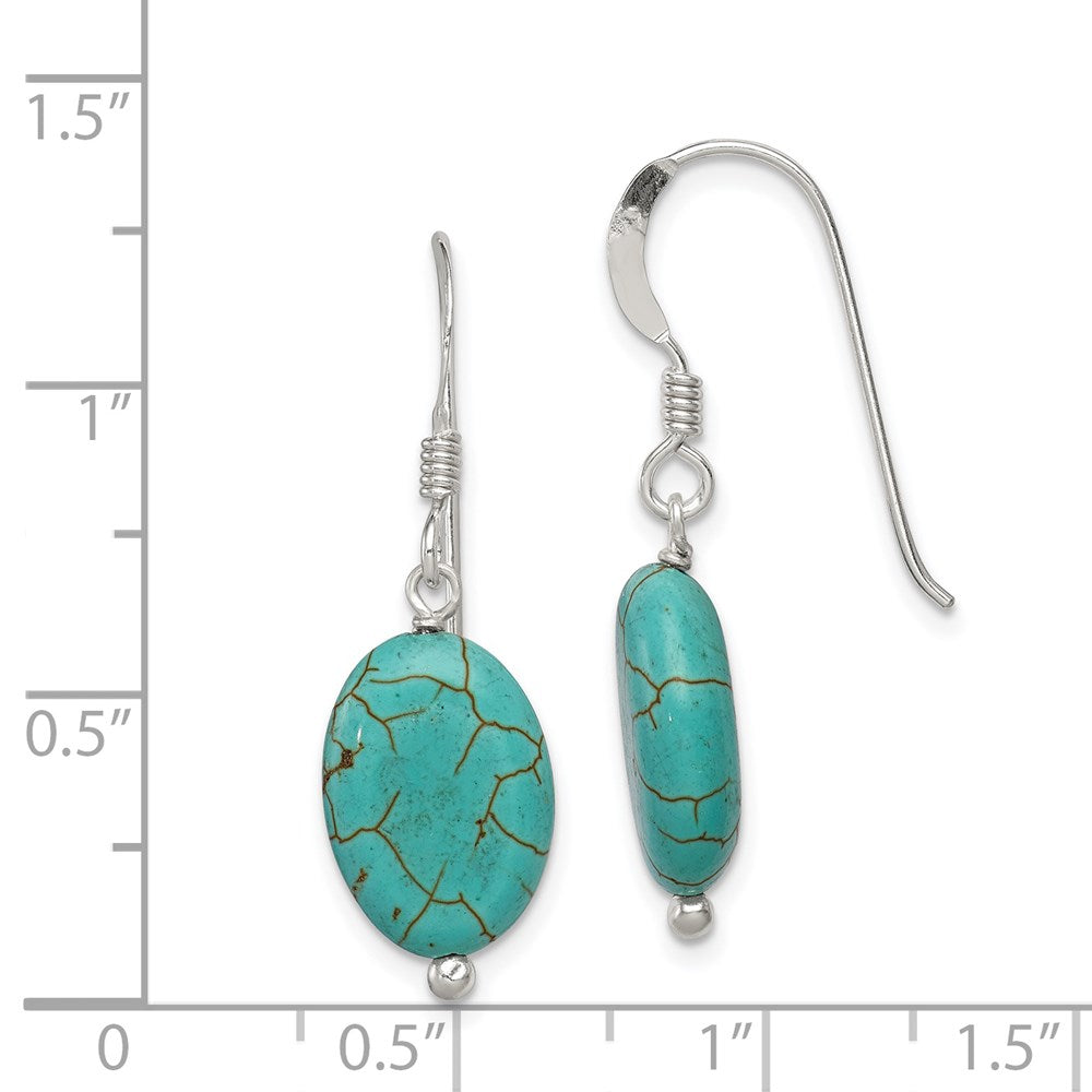 Sterlingsilber Poliert Blau Reconstructed Magnesite Oval Ohrhänger