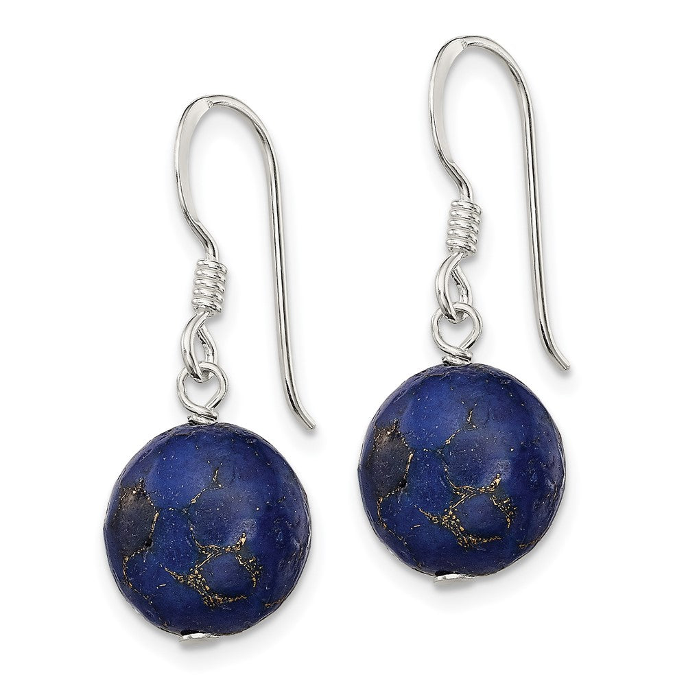 Sterlingsilber Poliert Rund Reconstructed Lapis Ohrhänger