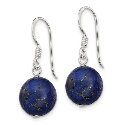 Sterlingsilber Poliert Rund Reconstructed Lapis Ohrhänger