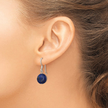 Sterlingsilber Poliert Rund Reconstructed Lapis Ohrhänger