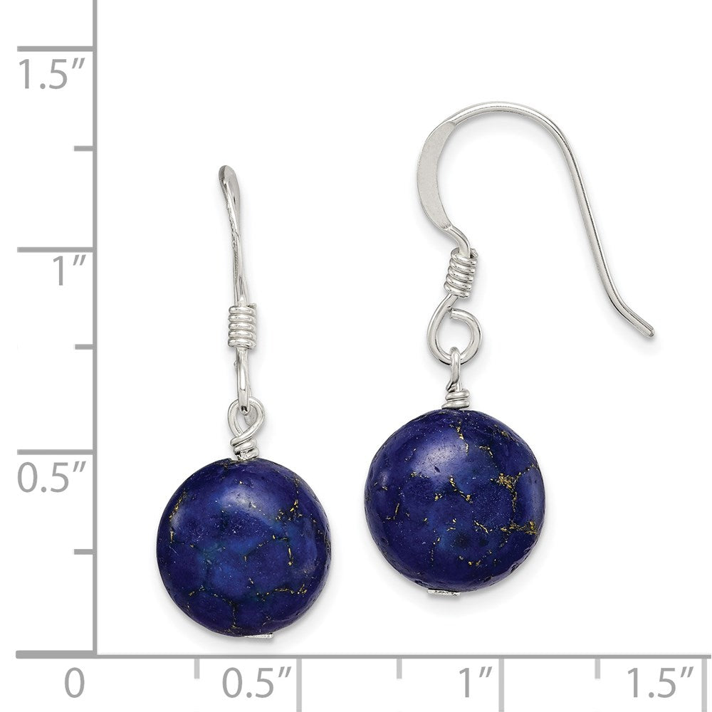 Sterlingsilber Poliert Rund Reconstructed Lapis Ohrhänger