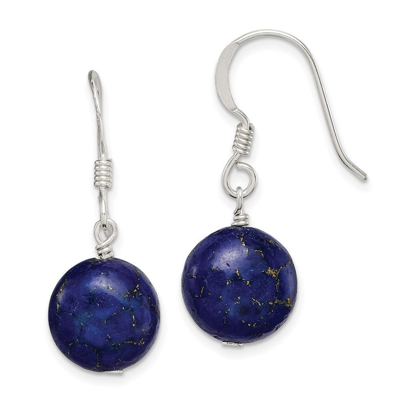 Sterlingsilber Poliert Rund Reconstructed Lapis Ohrhänger