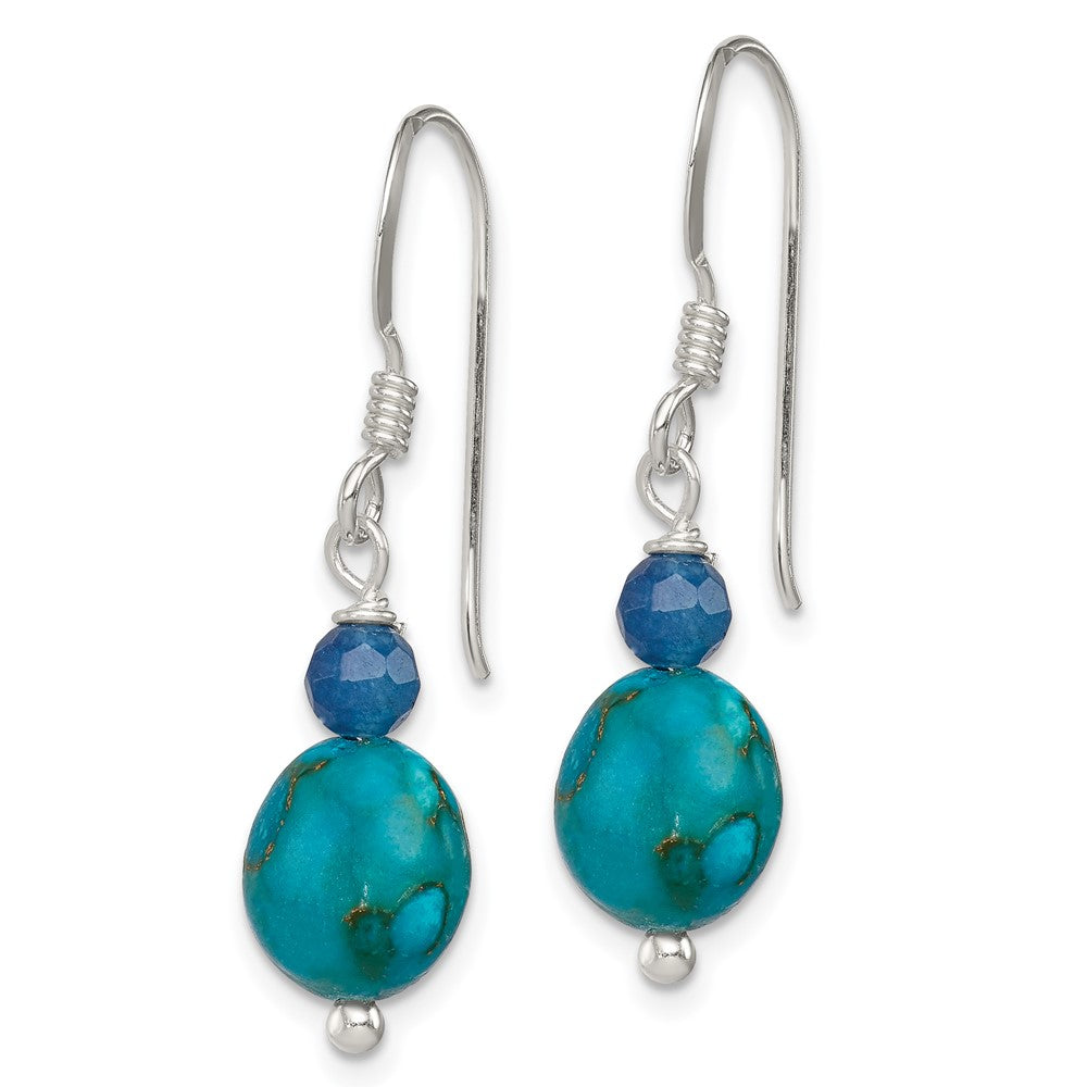 Sterlingsilber Poliert Blau Achat & Reconstructed Lapis Ohrhänger