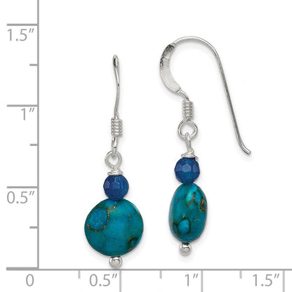 Sterlingsilber Poliert Blau Achat & Reconstructed Lapis Ohrhänger