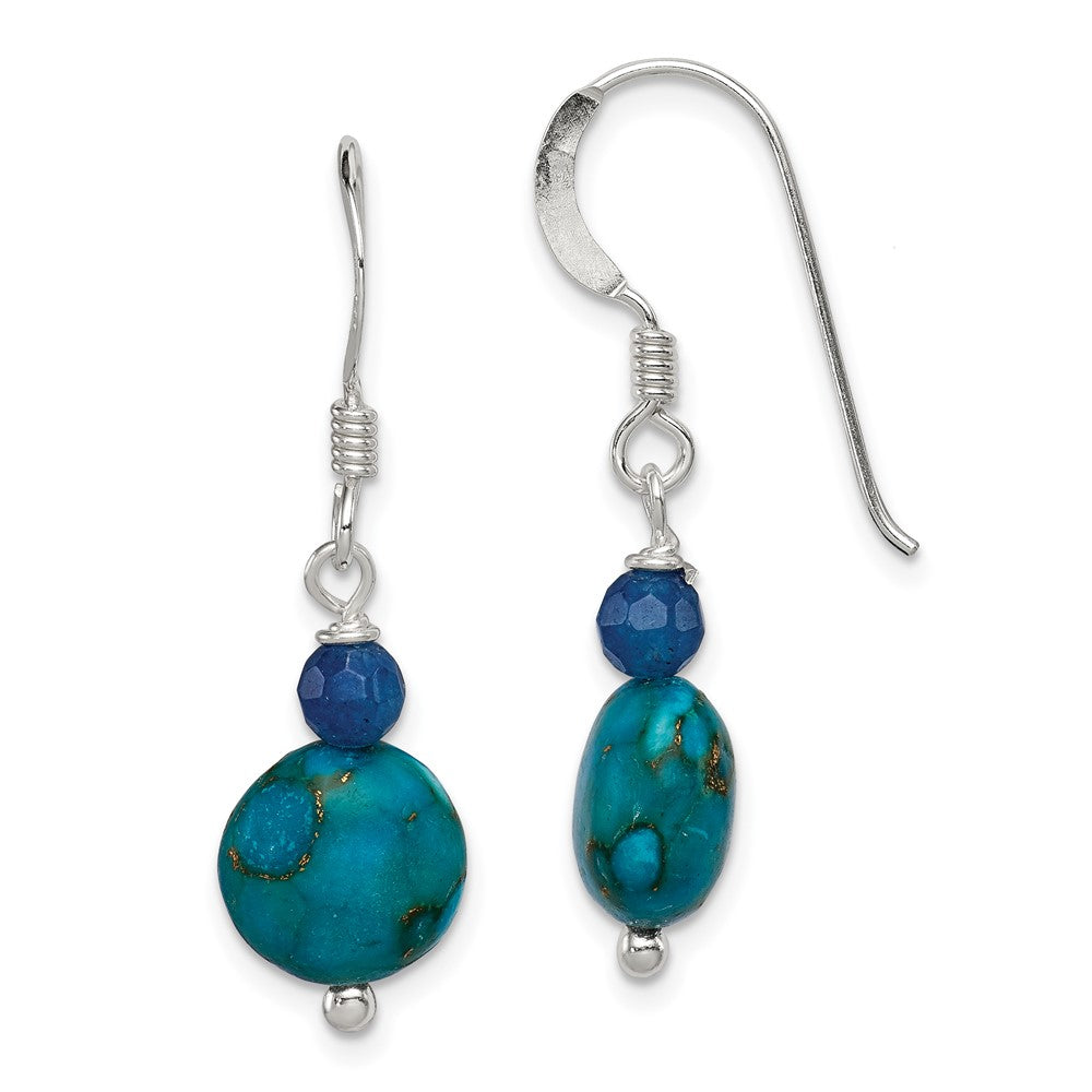Sterlingsilber Poliert Blau Achat & Reconstructed Lapis Ohrhänger
