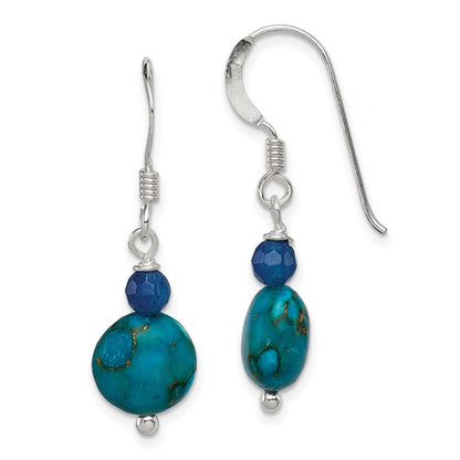 Sterlingsilber Poliert Blau Achat & Reconstructed Lapis Ohrhänger
