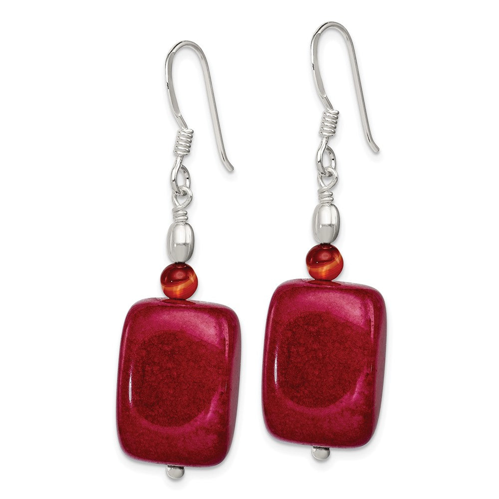 Sterlingsilber Poliert Carnelian & Rot Jade Ohrhänger