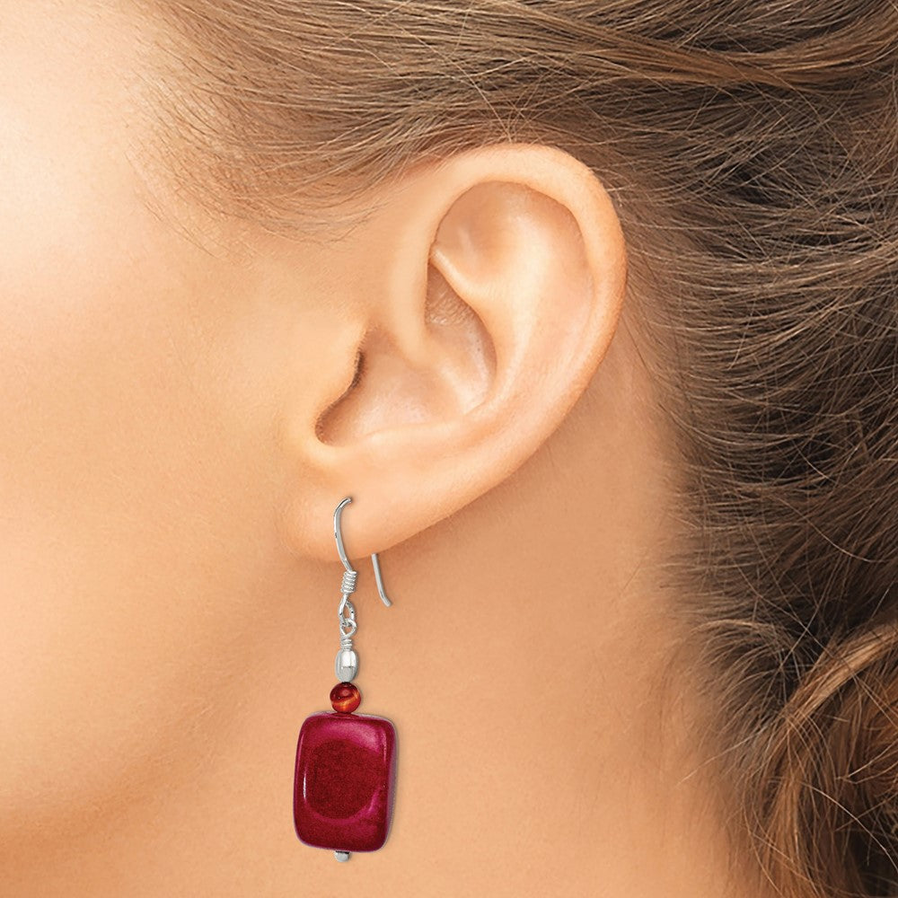 Sterlingsilber Poliert Carnelian & Rot Jade Ohrhänger