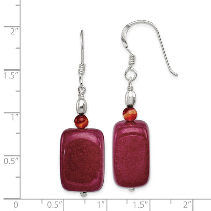 Sterlingsilber Poliert Carnelian & Rot Jade Ohrhänger