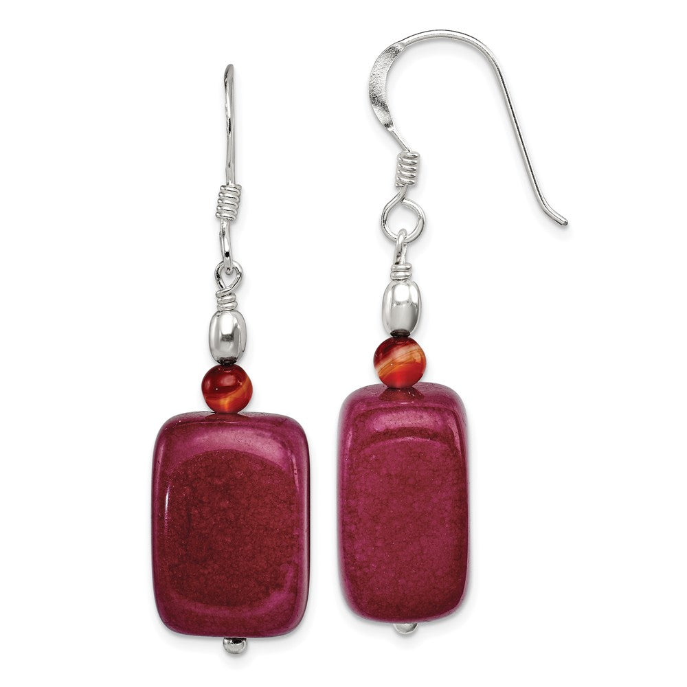 Sterlingsilber Poliert Carnelian & Rot Jade Ohrhänger