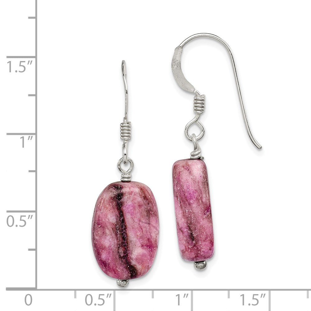 Sterlingsilber Poliert Oval Lila Jasper Ohrhänger