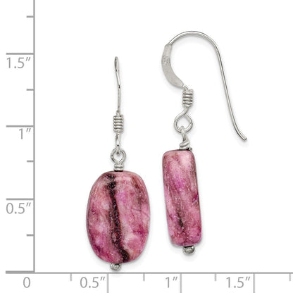 Sterlingsilber Poliert Oval Lila Jasper Ohrhänger