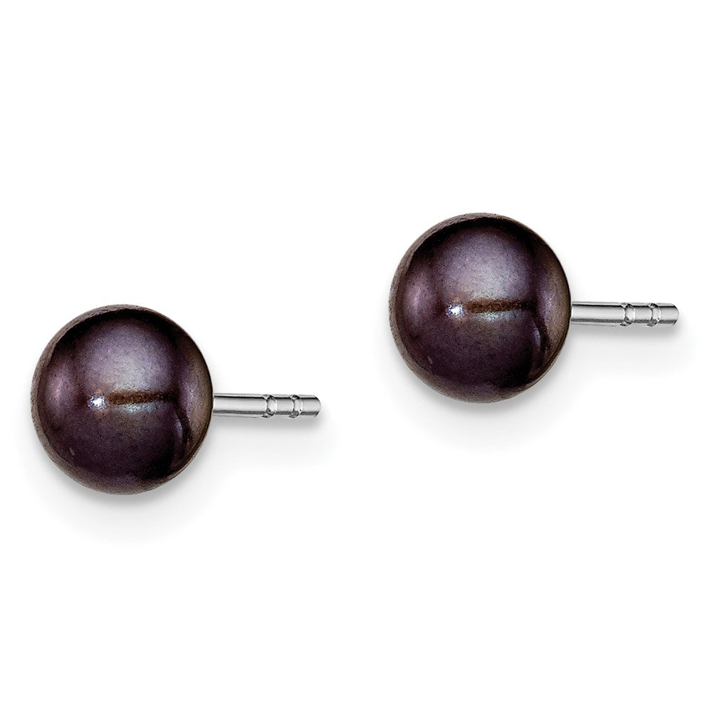 Sterlingsilber Rhodiniert 5-6mm Schwarz Fw Zucht Knopf Perle Ohrstecker Ohrring