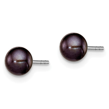 Sterlingsilber Rhodiniert 5-6mm Schwarz Fw Zucht Knopf Perle Ohrstecker Ohrring